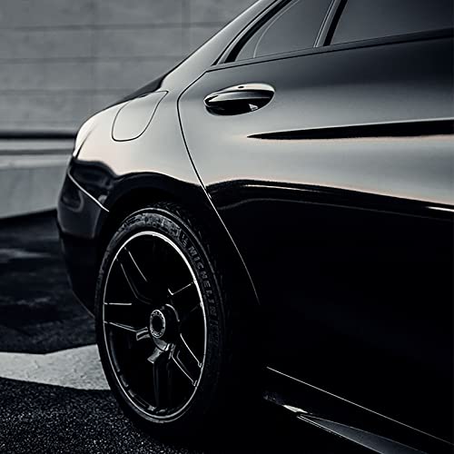 Image of Spurtar Gloss Black Vinyl Wrap for Cars 1ft X 5ft Self-Adhesive Film | Glossy Black Car Wrap, Automotive Vinyl, Black Sticker, for Cars Motorcycle, DIY Detailing Paper, Decal Sheet 30.5 X 152cm
