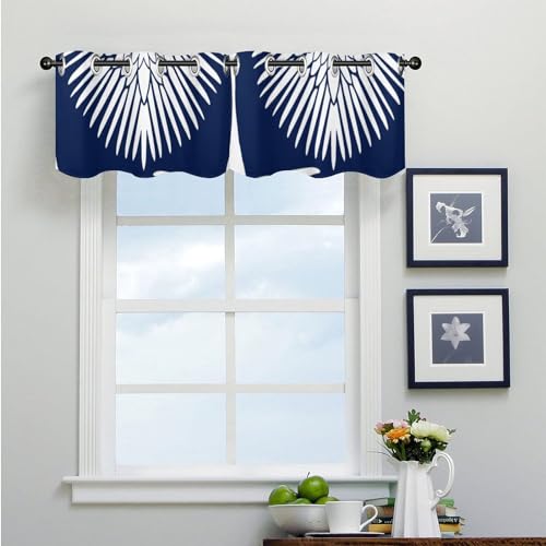 Cenefa de ventana para sala de estar maximalista y azul marino, pack de 2 cisnes tradicionales 4