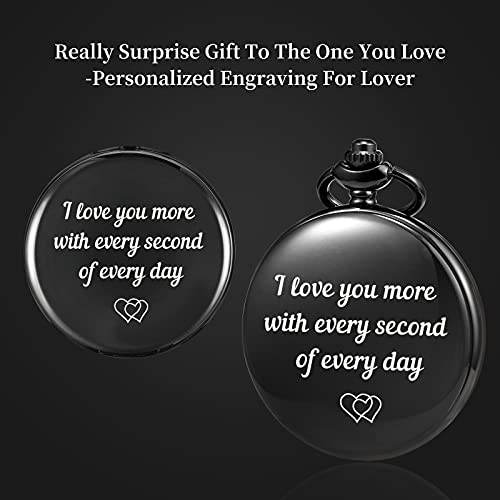 Image of TREEWETO Pocket Watch to Husband Wife Boyfriend Girlfriend Birthday Personalized Engraving Gifts for Men Women Valentine's Day Christmas
