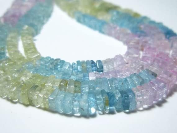 Perles Aquamarine Heishi cube bleu doux pour offrir un bijou chargé d'histoire - 4