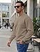 JMIERR Men's Fashion Thick Soft Basic Pullover Sweatshirt Long Sleeves Warm Shirts Old Money Oversized Clothes Men, US46(XL), Pale Khaki