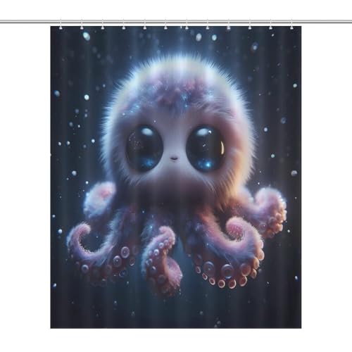 Rideau de douche pieuvre en polyester imperméable 152x183cm pour baignoire de maison