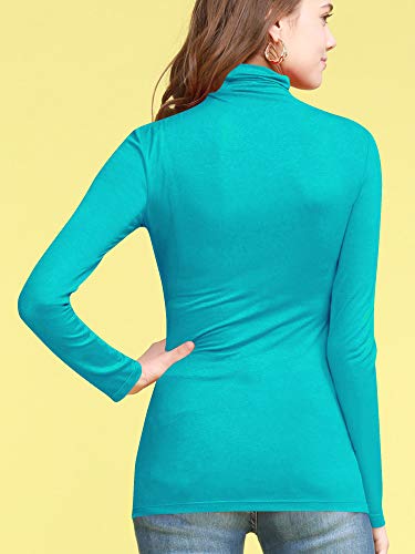 Image of Lock and Love Women's Turtleneck Top Lightweight Long Sleeve Slim Fit Pullover, Soft Rayon Stretch Layering Basic, S-3XL