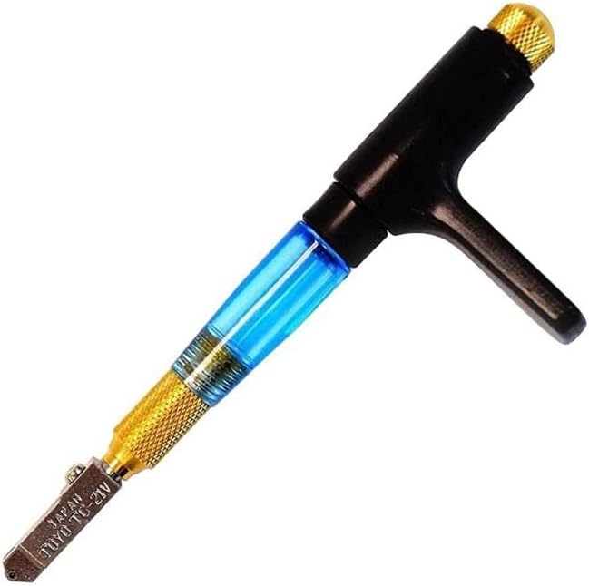 Toyo Custom Grip Oil-Fed Glass Cutter with Carbide Tap Wheel, Cuts Glass up to 1/4"Thick TC21PVR