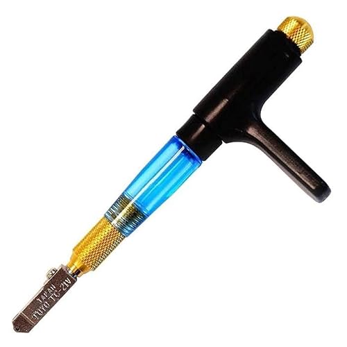 Toyo Custom Grip Oil-Fed Glass Cutter with Carbide Tap Wheel, Cuts Glass up to 1/4"Thick TC21PVR