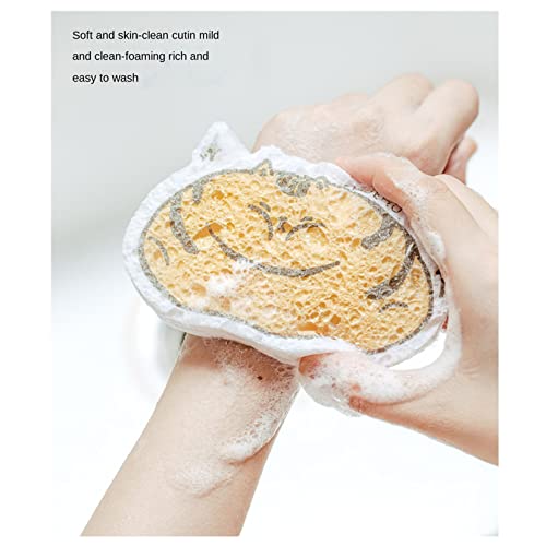 Image of Wood Pulp Cotton Dish Washing Kitchen Scrubber, 3 Pack Reusable Dish Washing Cleaning Wood Pulp Cotton Double-Sided Multipurpose Non Stick Wood Pulp Cotton for Dishes, Fruit, Vegetable (White)