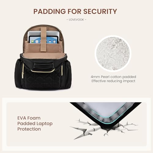 Image of LOVEVOOK Laptop Backpack for Women with Pouch Pocket for Large Capacity Cup,18 Inch Teacher Nurse College Work Backpack Purse,Waterproof Laptop Bag Computer Back Pack for Travel,Black+Wicker pattern