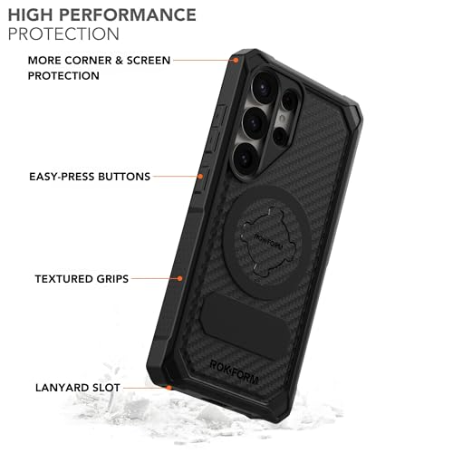 Image of ROKFORM Rugged Protective Case Compatible with Galaxy S25 Ultra, Magnetic Cover with Twist Lock, Drop-Tested Armor (Black) | Magnetic Cover, with Twist Lock, Drop Tested Armor