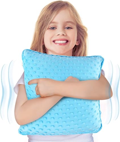 Special Supplies Vibrating Pillow Sensory Pressure Activated Calm for Kids and Adults, 12” Plush Soft Cover -Textured Therapy Stimulation Bumps- 3 Vibration Modes, Music & Voice Recording (Blue)