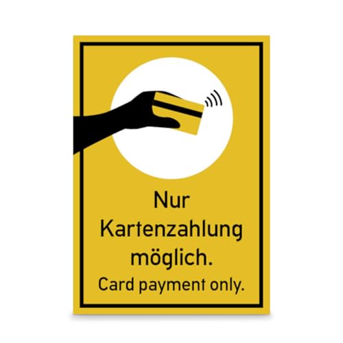 Betriebsausstattung24 Aufkleber \"Nur Kartenzahlung möglich. Cardpayment only.\" - 10,5 x 15,0 cm - Symbol und Text - NFC Zahlung - Hinweisschild - gelb/schwarz Betriebsausstattung24 Aufkleber \"Nur Kartenzahlung möglich. Cardpayment only.\" - 10,5 x 15,0 cm - Symbol und Text - NFC Zahlung - Hinweisschild - gelb/schwarz