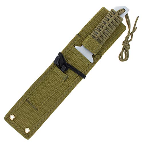 Asr Outdoor 11" Fixed Blade Paracord Survival Knife Serrated With Fire Starter, Od Green #TOP5