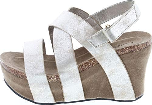Pierre Dumas Women's Hester-5 Vegan Leather Strappy Wedge Sandals,Gold,9 | Image 1