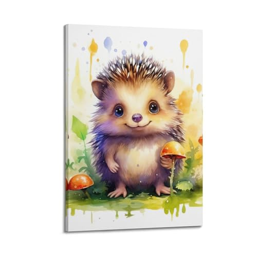 Poster animal hérisson WIZIGM tableau sur toile moderne cadre 20x30 cm