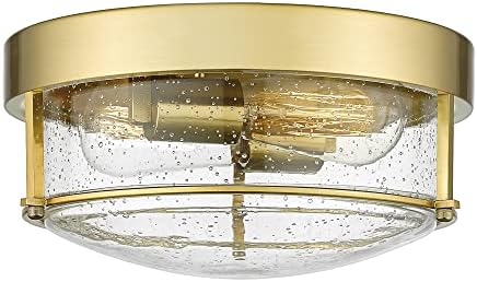 FEMILA 12 Inch Ceiling Light Fixture, 2-Light Flush Mount Light for Bedroom Kitchen Dining Room Hallway Entryway, Champagne Gold Finish with Seeded Glass, 4FTJ22-F BG