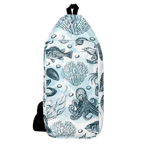 Sac à dos à bandoulière animaux marins multicolore pour homme et femme