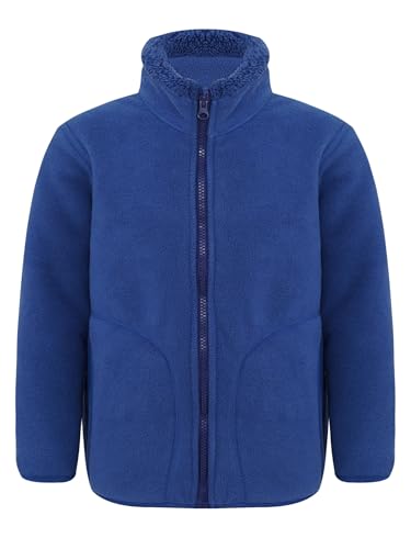 Kids Boys Girls Warm Fleece Sweatshirt Solid Color Long Sleeve Stand Collar Zipper Jacket with Pockets