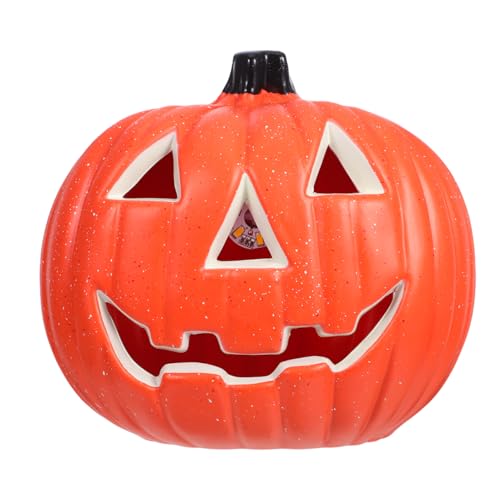 Nolitoy Halloween Pumpkin Lantern Decoration Led Light up Jack O Lantern Plastic Outdoor Pumpkin Light 8 Inch Orange Hollow Design (Battery Operated Not Included)