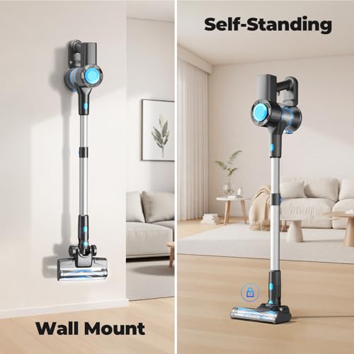 Image of Cordless Vacuum Cleaner, Powerful Lightweight Stick Vacuum with Self-Standing, Anti-Tangle, 8-in-1 Rechargeable Vacuum Cleaners for Home, Hardwood Floors, Carpet, Pet Hair