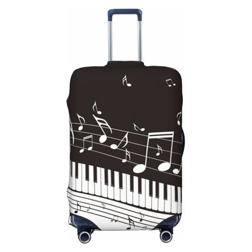 Piano Keys With Musical Notes For Travel Luggage Cover Suitcase Protector Fits 18-32 Inch Travel Luggage Protector Elastic Luggage Anti-Scratch Suitcase Cover