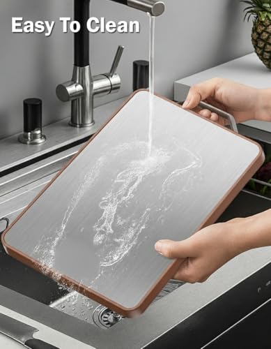 Image of Empune Large Steel Chopping Cutting Board for Kitchen | Heavy-Duty Cutting Board | Dual Side usable | Food Grade Quality | Antiskid | 38 x 28 cm