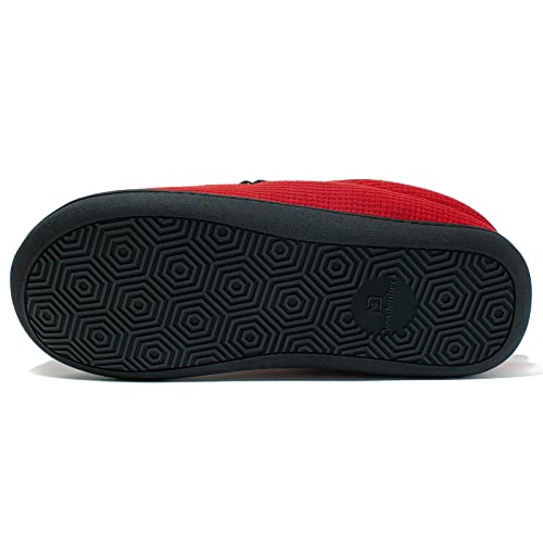 Newdenber Men's Cozy Memory Foam Slippers Warm Soft Slip On Indoor Outdoor Clog House Shoes (10.5 D(M) Us, Red Black) #TOP4