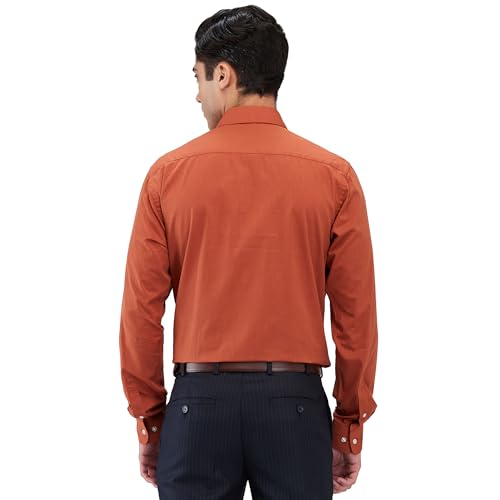 Image of Raymond Men Slim Fit Solid Pattern Pure Cotton Semi Cutaway Collar Full Sleeve Formal Shirt