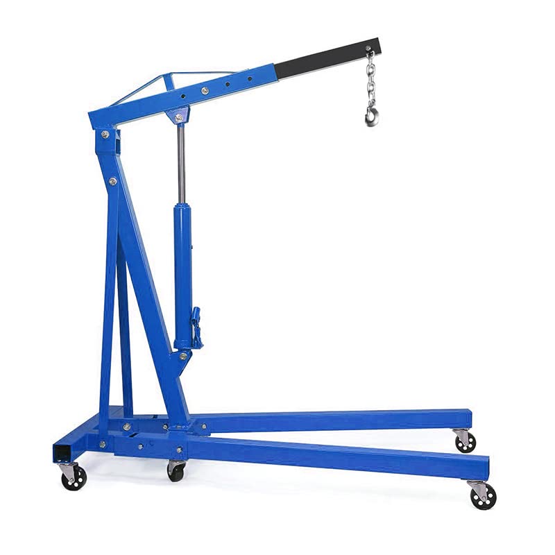 Warmiehomy Folding Engine Crane Professional 2 Ton Hydraulic Folding Stand Hoist Lift Jack with Wheels Workshop Hydraulic Use (Blue)