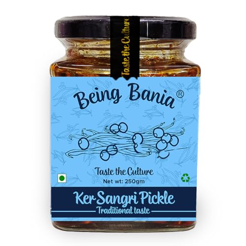 Image of Being Bania Premium Ker Sangri Pickle - 250g in glass jar | Homemade Handmade mix achar | Kair pickle | Marwari Rajasthani delicacy pickle | Teet Dela Panchkutta