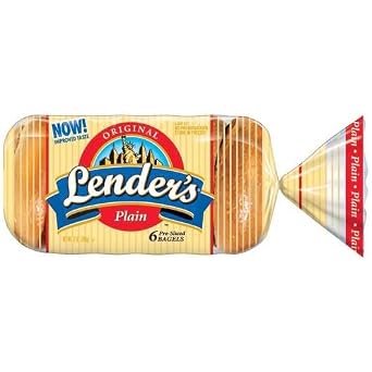 Pinnacle Foods Lenders Plain Sliced Bagel, 2 Ounce -- 12 per case.
