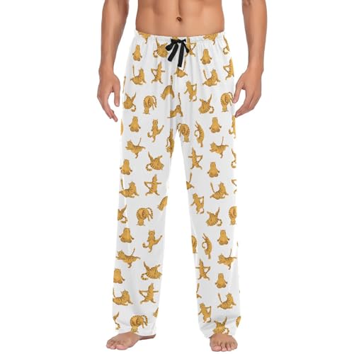 Men's Pajama Pants Soft Lightweight Lounge Sleep Tabby Cats Pj Bottoms with Pockets Drawstring