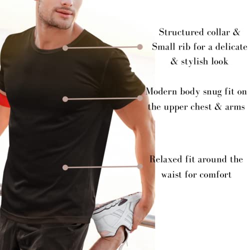 Men's T-Shirt - Modern Fitted Essential Blanks Soft Stylish Crewneck Short Sleeve Tees for Guys2