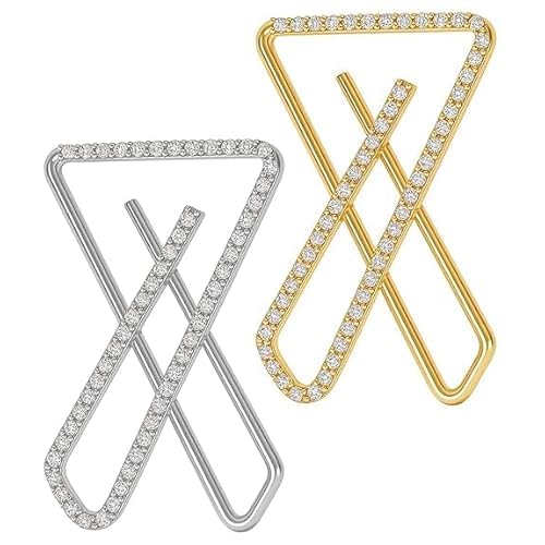 Gold & Silver Plated X Shape Saree Safety Pin Brooch Combo Anti-Tarnish Designer Brooch Set Sparkling Rhinestonefor Sari Pleats Dupatta Hijab Chunni Pallu Dresses Women & Girls-image-10