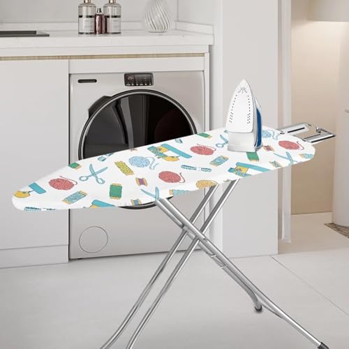 Image of Sewing Machine Print Ironing Board Cover Premium Polyester, Fits Full Size Board | Stain and Scorch Resistant; Elastic Edge | Laundry Accessories
