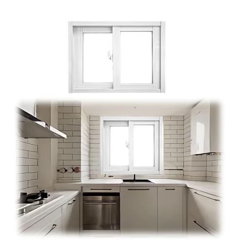 Ventana Aluminio Corredera Genérico Ventana de sótano corrediza Horizontal Grande Ventana pequeña for baños, garajes y Loft(Wit,20x13in)