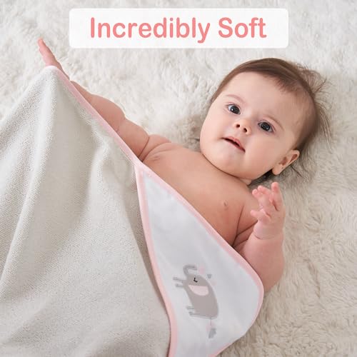 Image of Viviland Baby Towels and Baby Wash Cloths Set Hooded Baby Towels Baby Wipes Absorbent Bath Face Towels Burp Cloths or Face Towels for Girl Boy 6-Pack Size 28 x 28 Inch(Elephant)