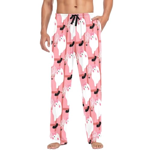 Spirits Bats Bow Men's Cotton Pajama Pants with Pockets and Drawstring Comfortable and Stylish,S