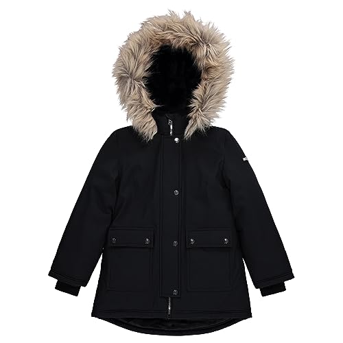 Image of Juicy Couture Girls Coat, Faux Fur Hooded Winter Jacket, Warm Padded Parka Hoodie, Kids Heavyweight Winter Coat
