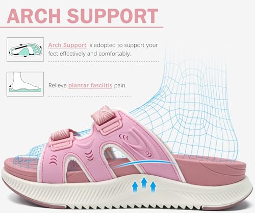 Image of ONCAI Womens Orthotic Sandals Ladies Recovery Walking Slides Arch Support Plantar Fasciitis Comfort Orthopedic Soft Cushion Summer Adjustable Sandalias Size 6-12
