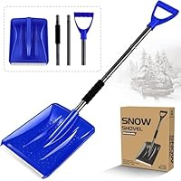 Snow Shovel for Car Driveway, New Upgrade Snow Shovels for Snow Removal, Lightweight Portable Adjustable Large Capacity Shovel Perfect for Garden, Camping, Snowman Playing and Emergency(BLUE)