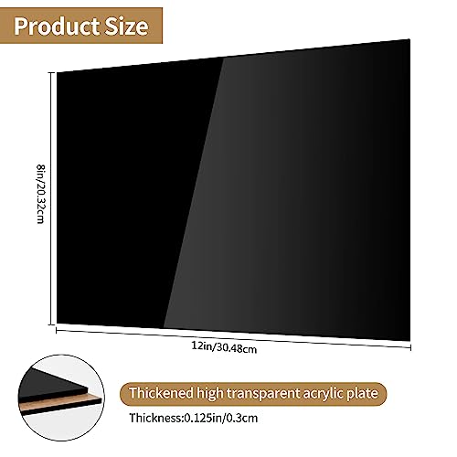 Image of Lesnlok 4 Pieces 8 x 12 Black Acrylic Sheet 1 /8 inch Thick 3mm Black Plexiglass Sheet, DIY Materials for Home Decor, Handcraft, Painting, Photography,Switch Panel, Display Stand