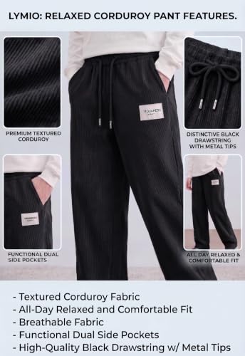 Image of Lymio Junior's Pants for Boys | Relaxed Fit Casual Baggy Corduroy Trousers | Boys Wide Leg Streetwear (SSK-08-10)