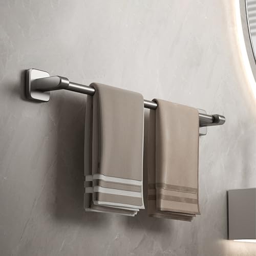 Taoluwin Bath Towel Bar, 40cm No-Drill Towel Rail, Carbon Steel Shower Washcloth Holder for Bathroom/Kitchen, Adhesive Mount, Ventilation Gap Design