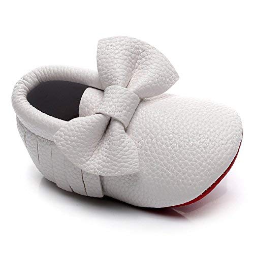 HONGTEYA Tassel Bow Baby Moccasins - Boys and Girls Shoes for Infants, Babies, Toddlers 5