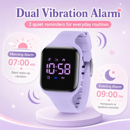 Image of Kids Watches for Girls Boys Digital Sport Watch with Step Counter Pedometer Vibration Alarm Clock, No App Waterproof Fitness Tracker Kids Watch Boys Girls Teens Students Ages 5-16