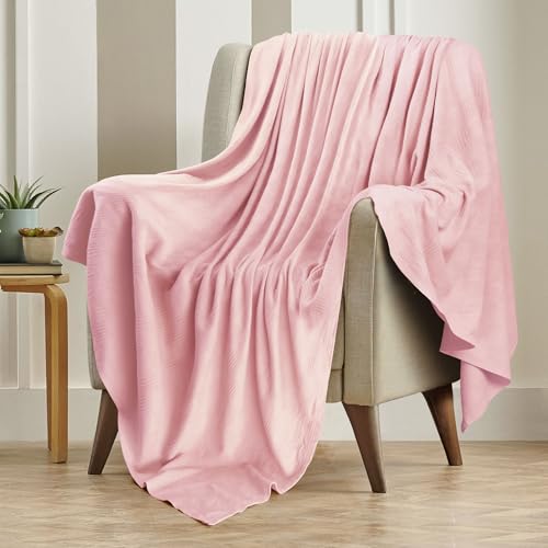 Image of Utopia Bedding 100% Cotton Thermal Blanket Pink Queen Size Soft, Lightweight, Breathable, Cozy Spring and Summer Blankets for Bed, Home Room Decor Gifts for Women and Men (90x90 Inches)