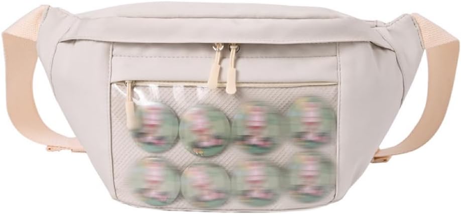 Kawaii Fanny pack ITA Bag Pins Display Aesthetic Backpack Y2K Cute Small cosmetic bag Window Purse with Accessories (pink)