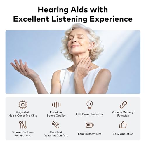 Image of OTC Hearing Aids for Seniors & Adults, Hearing Aids with Noise Cancelling and 5-Level Volume Control, Hearing Amplifier with Ergonomic Comfort Fit, Easy to Use and Delivers Clear Sound