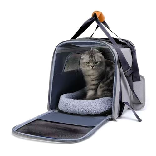 Bolsa plegable para mascotas ligera con paneles de malla transpirable y gran capacidad interior 2