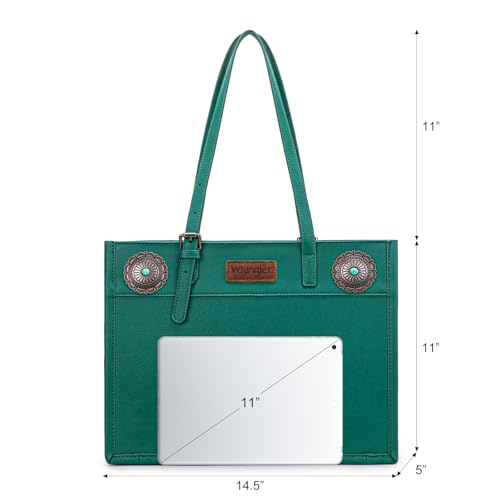Wrangler Large Tote Bags for Women Western Purse for Cowgirl Casual Faux Leather Shoulder Bag Multi Pockets Green Blue WG194-8122TQ by Montana West - Used condition - Image 3