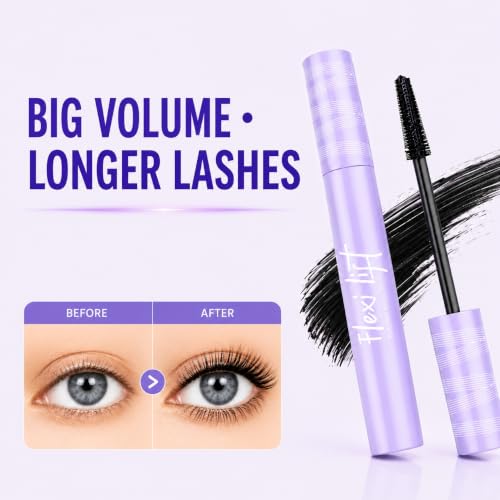 Lengthening & Curling Mascara|Tapered Cone Fiber Brush Creates Lash Extension Effect | Curled & Thick Lashes, Smudge-Proof Long Lasting Tubing Mascara for All Day Wear — view 5